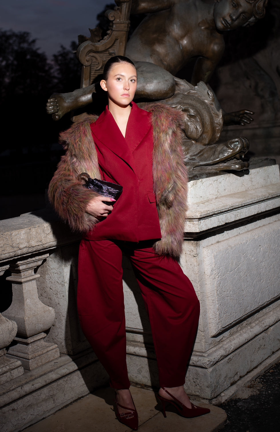 Rouge twist blazer set