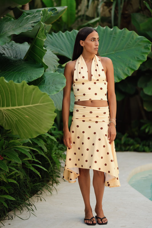 Butter dots skirt set