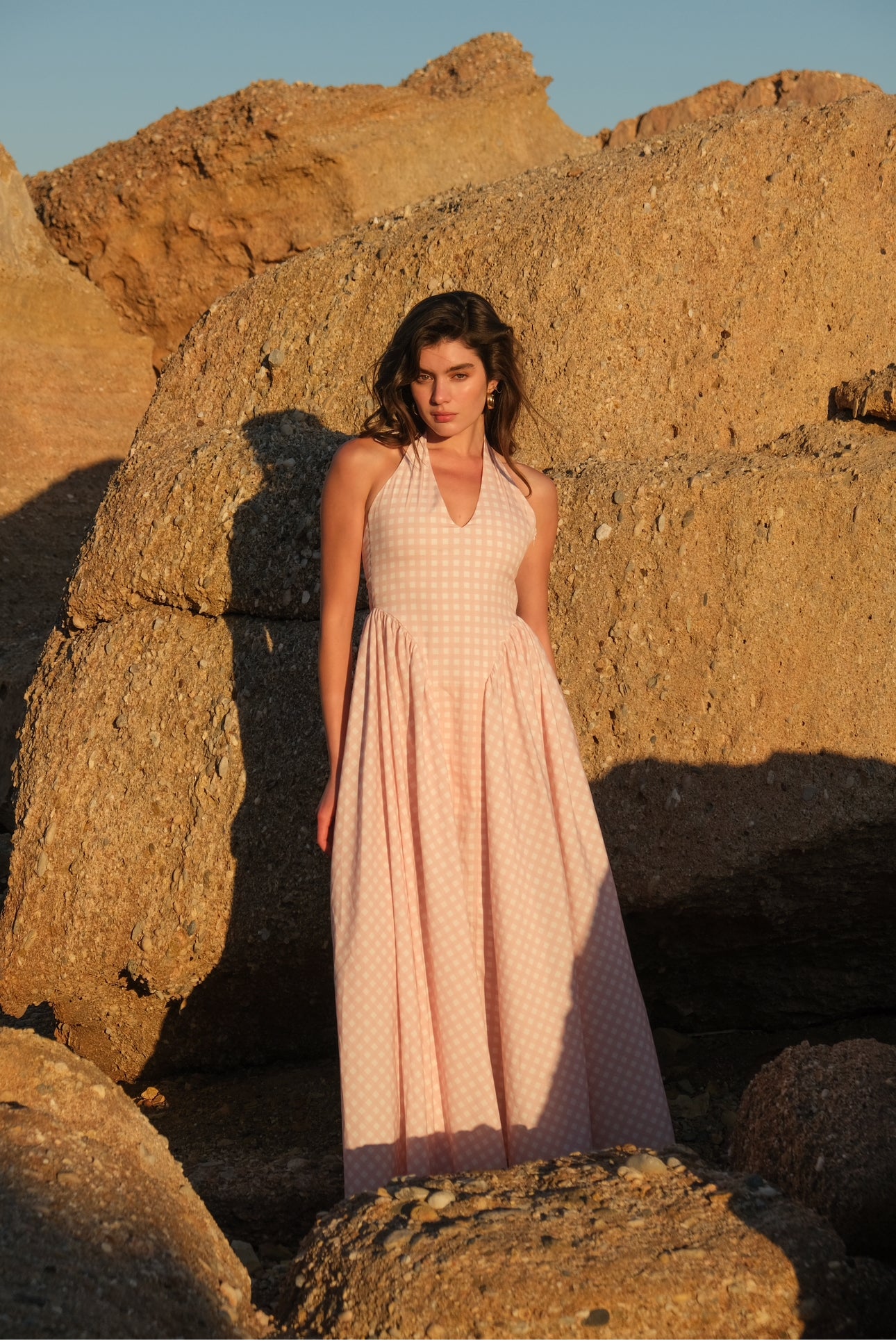 Rosé Gingham Dress