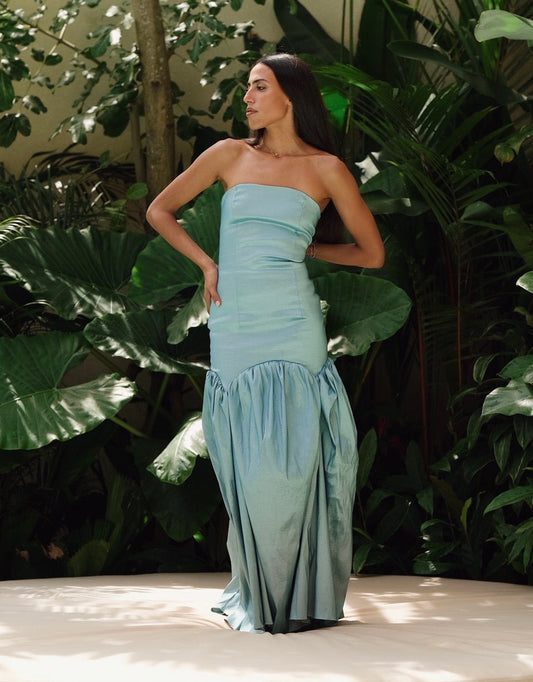 Aqua Puff Dress