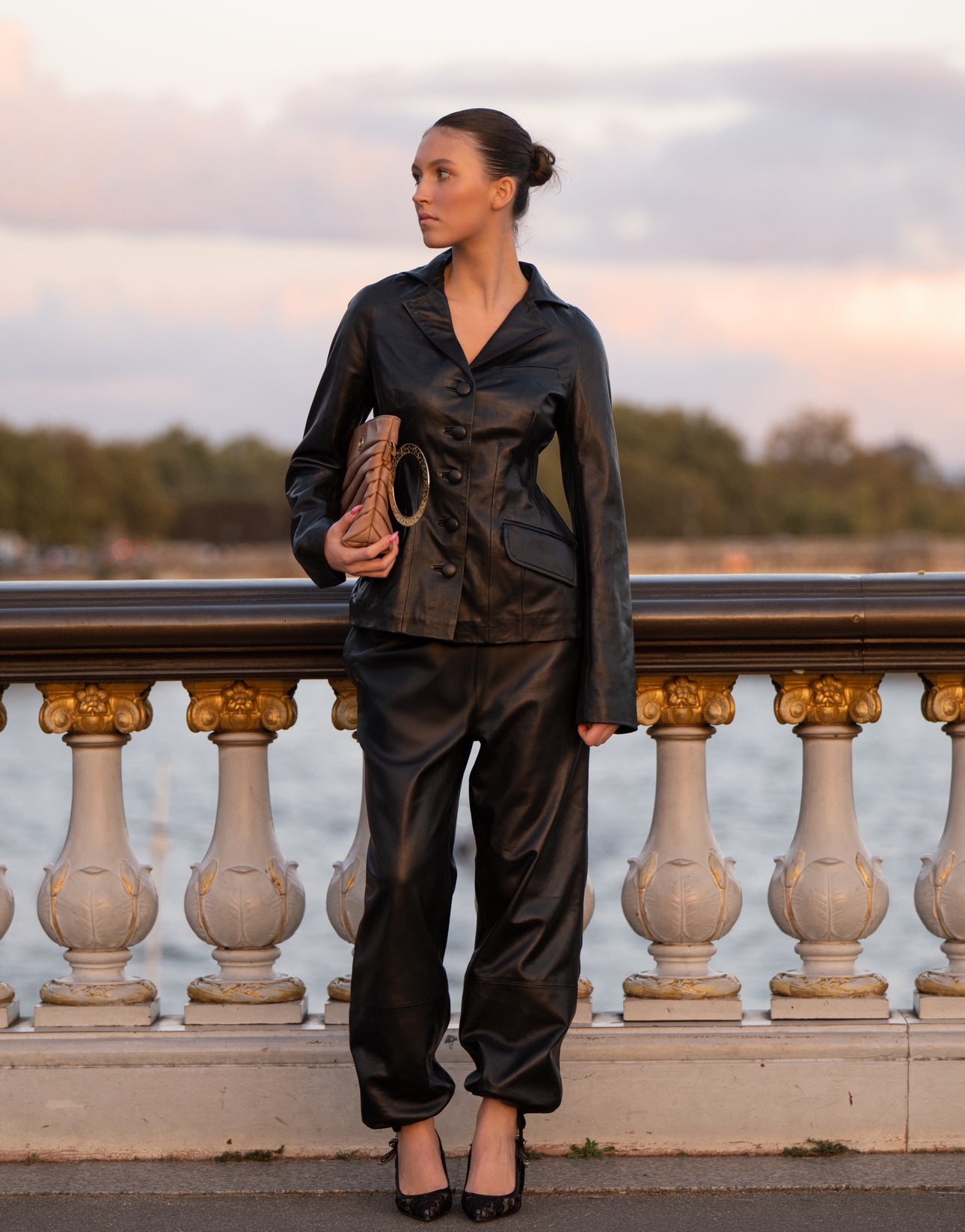 Black Gloss leather set