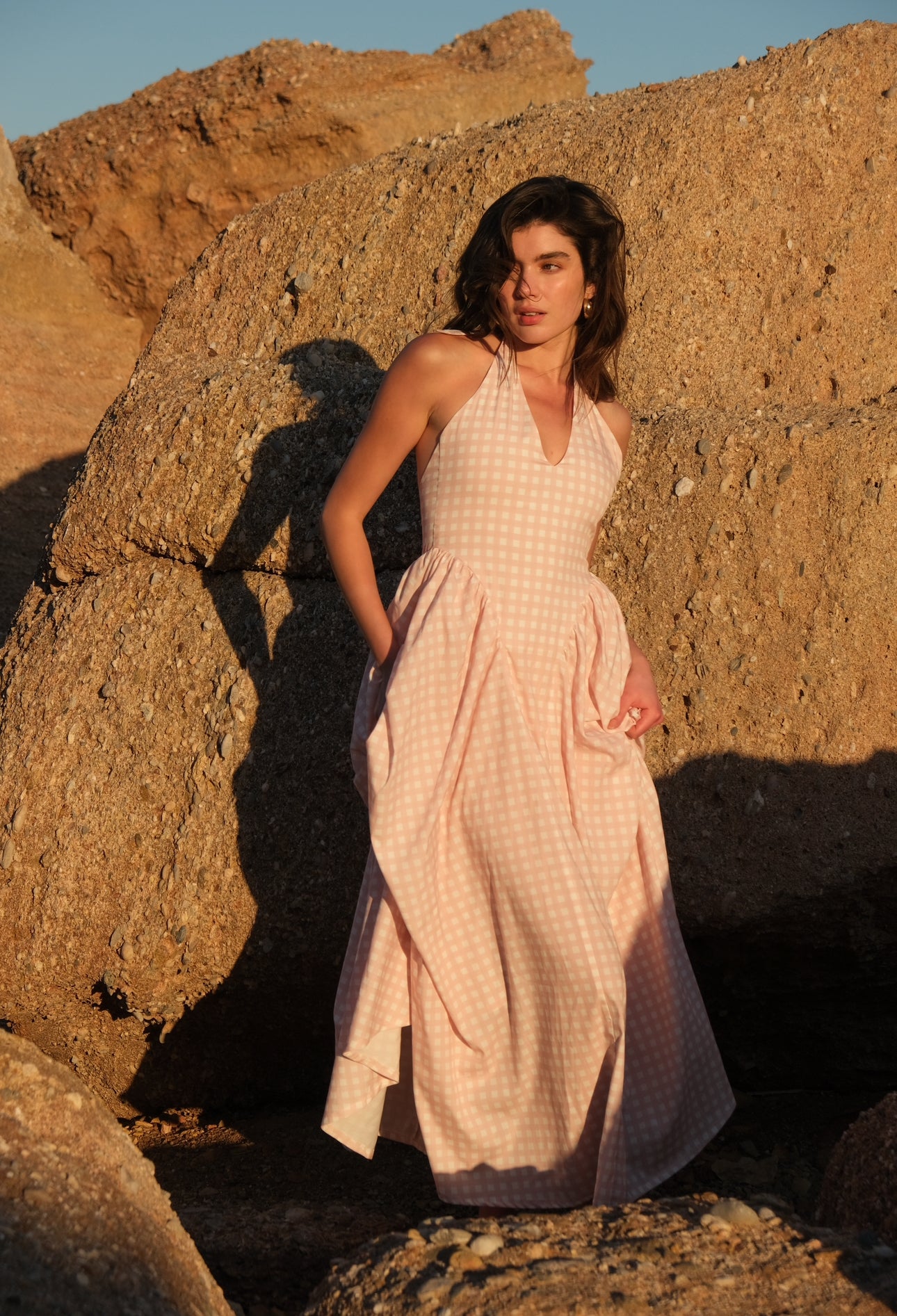 Rosé Gingham Dress