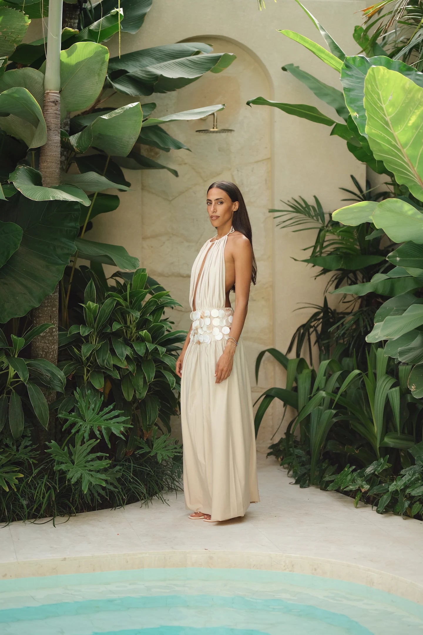 Beige shell dress