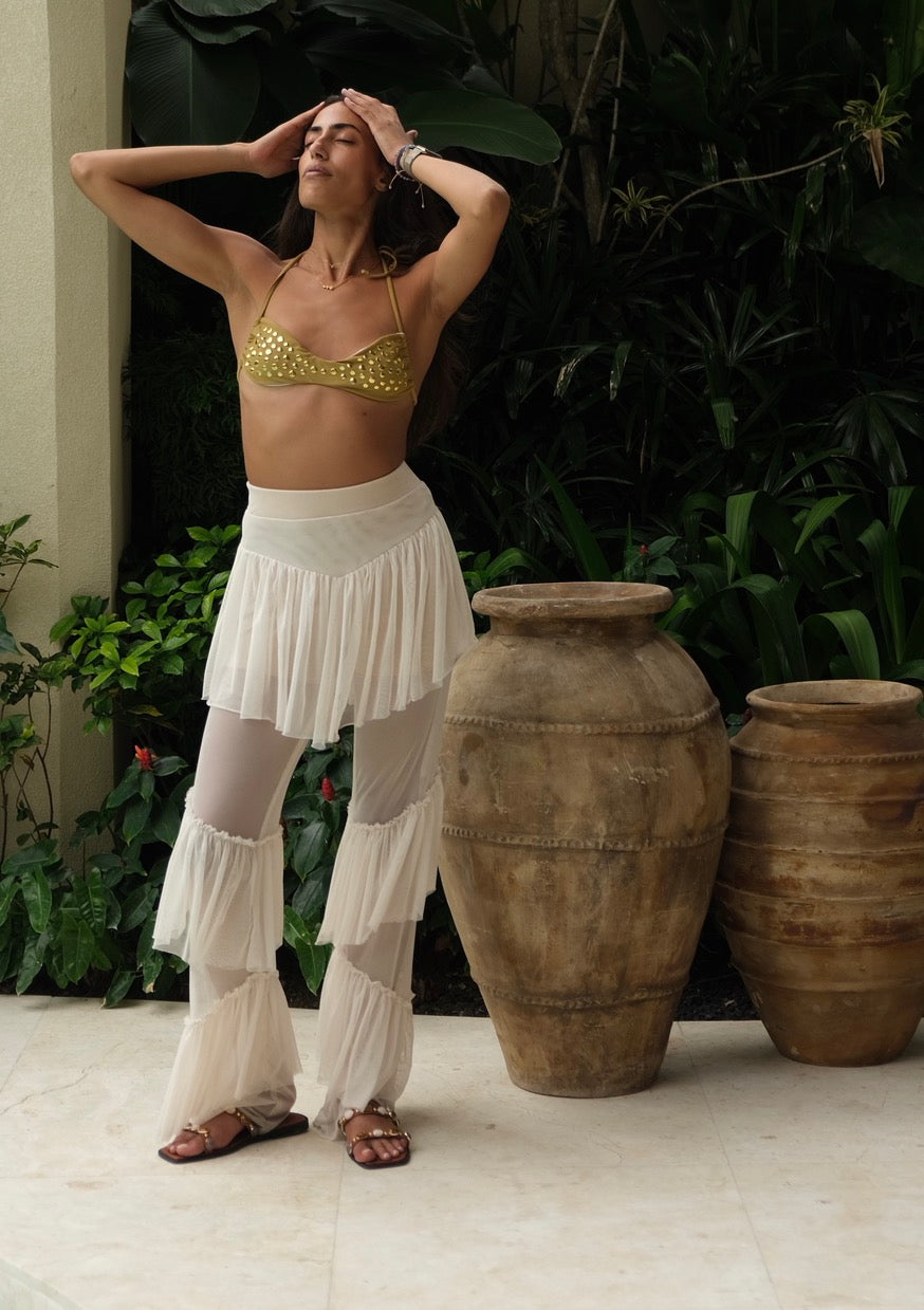 Beige mesh pants
